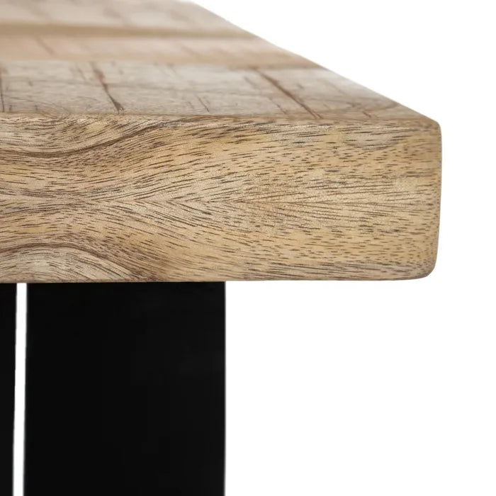 DEIA - Mesa de comedor natural negro madera hierro 160 x 80 x 76 cm