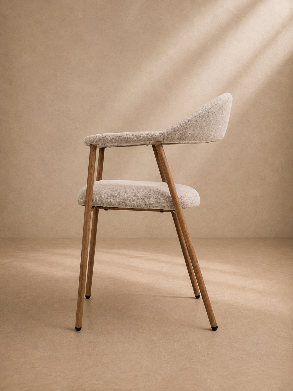 ERIAS - Chaise en tissu beige et métal imitation bois