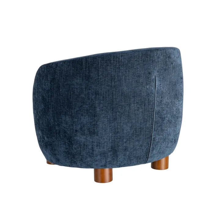 ULLASTRET - Sillón azul de tela y patas de madera de caucho