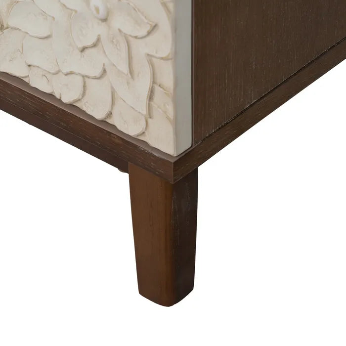 BOSA - Aparador tallado blanco marrón MDF madera 135 cm