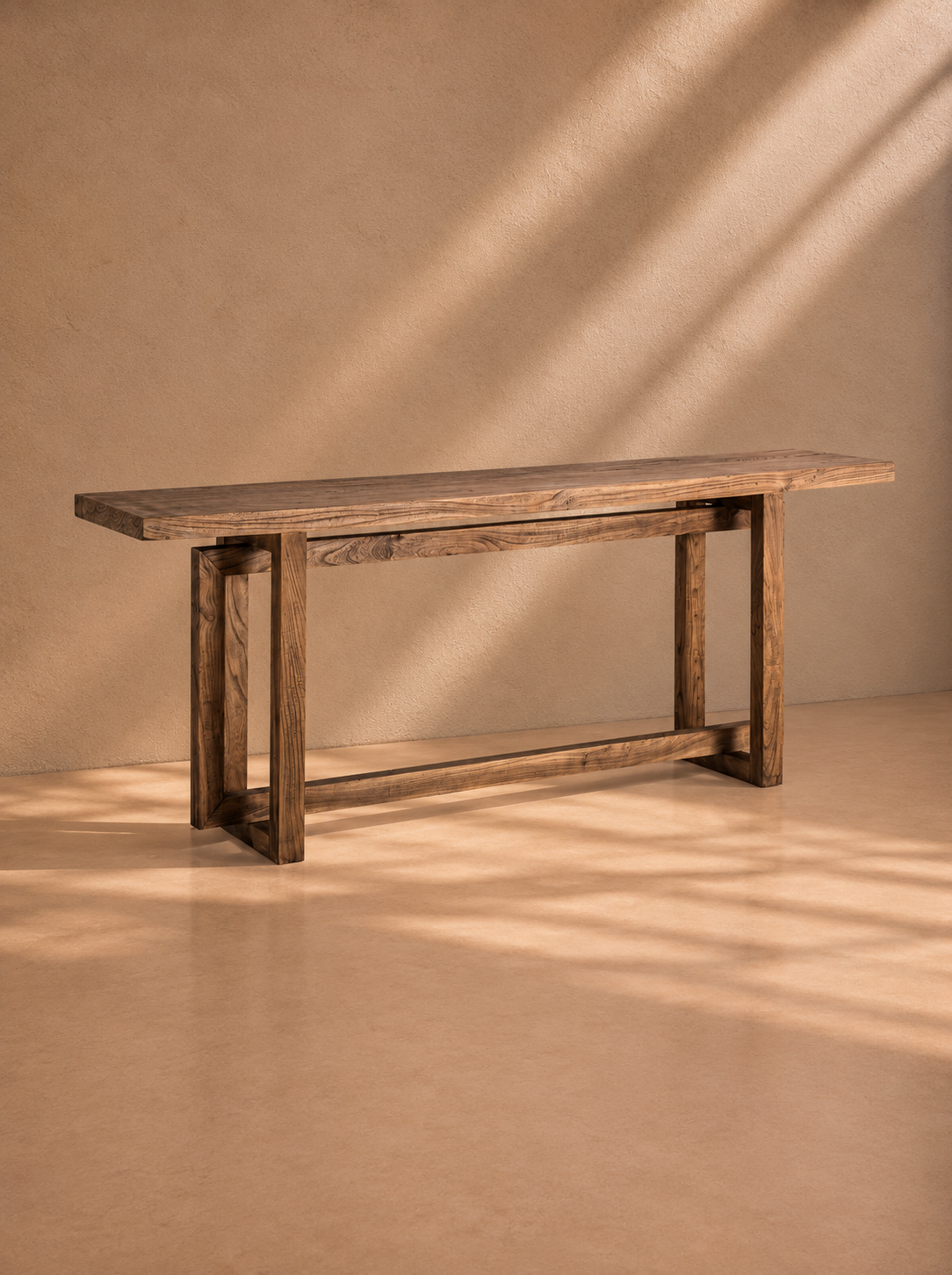 ERISTE - Consola de diseño en madera de olmo marrón 200 cm – estilo rústico y mediterráneo