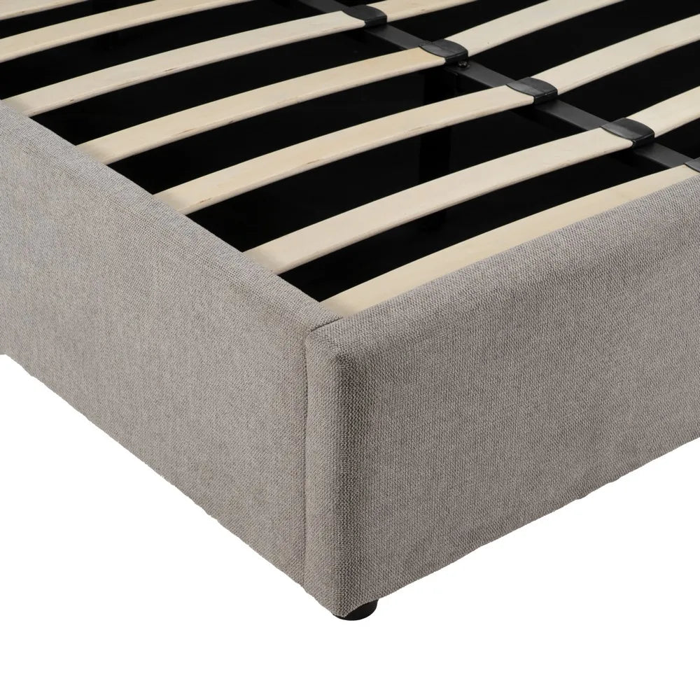 BOLEA - Lit tapissé gris pour matelas 180 cm
