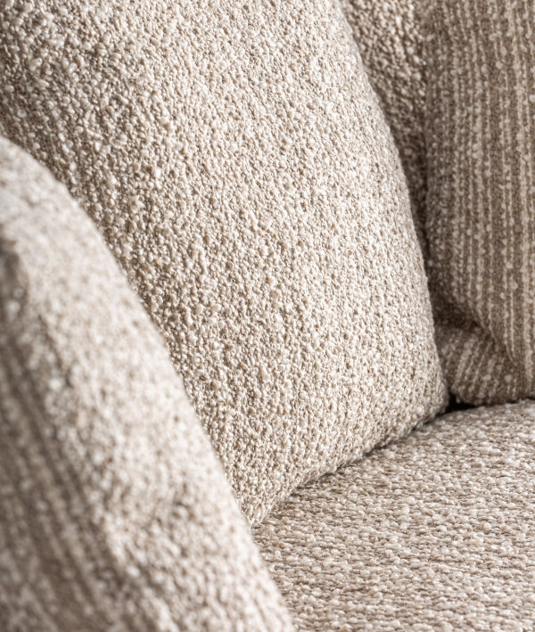 STORO - Sillón giratorio de diseño contemporáneo en tejido jaspeado beige, confort envolvente