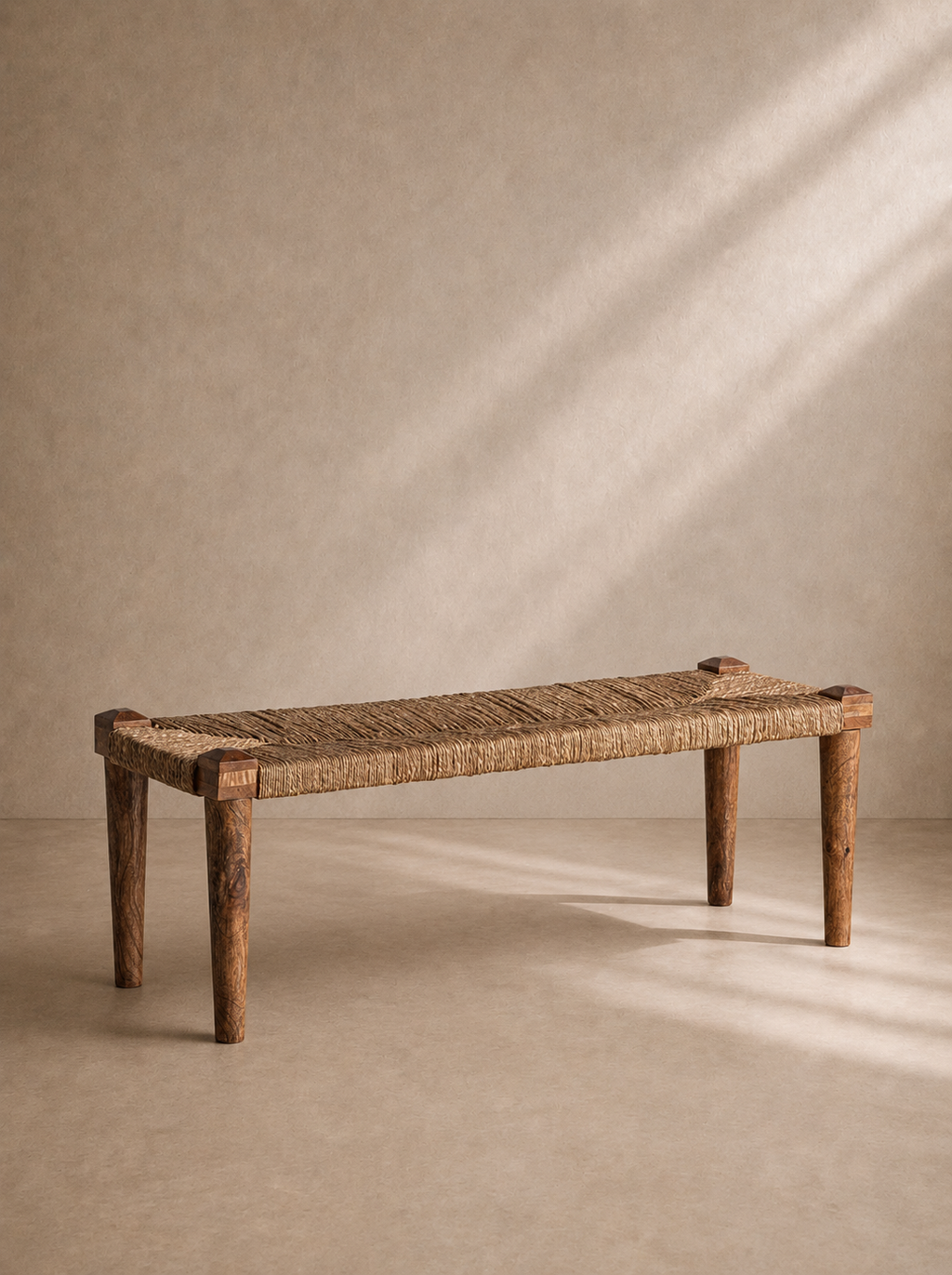 PRADES - Banco de madera de mango y fibra natural