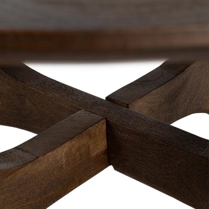 SORMIOU - Mesa de centro natural madera de mango 90 x 90 x 45 cm
