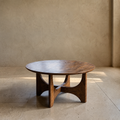 SORMIOU - Mesa de centro natural madera de mango 90 x 90 x 45 cm