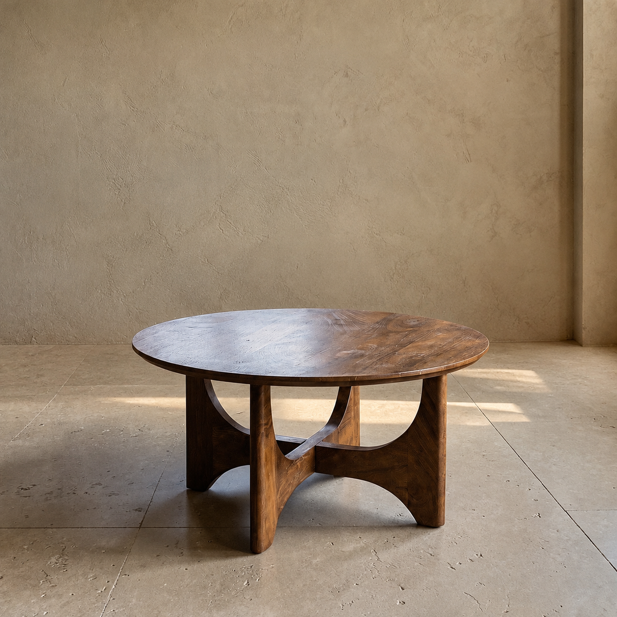 SORMIOU - Mesa de centro natural madera de mango 90 x 90 x 45 cm