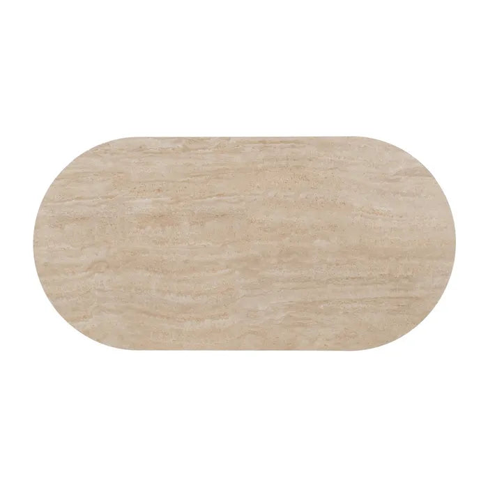 AROUCA - Mesa de centro beige estilo piedra en madera MDF 120 x 60 x 46 cm