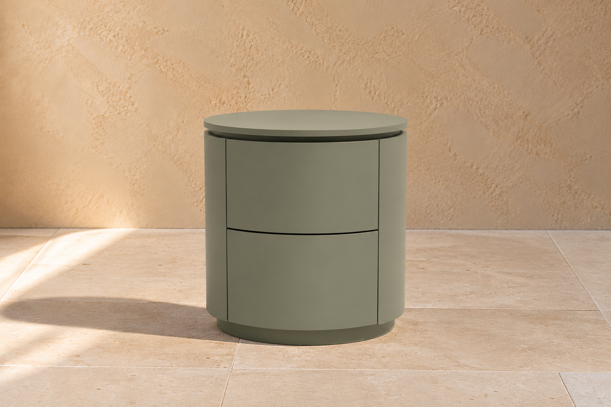 INCIO - Table de chevet ovale 2 tiroirs vert et