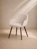 BRANDI - Silla tapizada de terciopelo de pana beige y metal