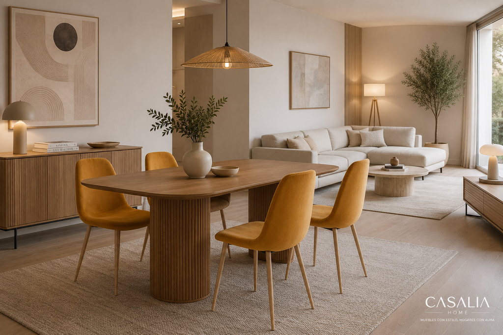 ALEN - Chaise de salle à manger en velours jaune moutarde au design contemporain