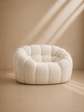 BALEA - Fauteuil design bouclé « Pumpkin » – 135 cm – Blanc
