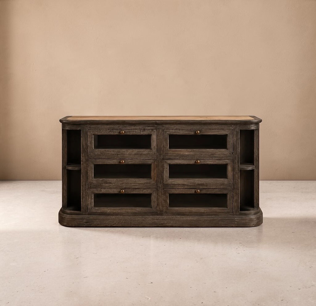 YEPES - Aparador de madera de mango y mármol 155 × 51 × 88 cm