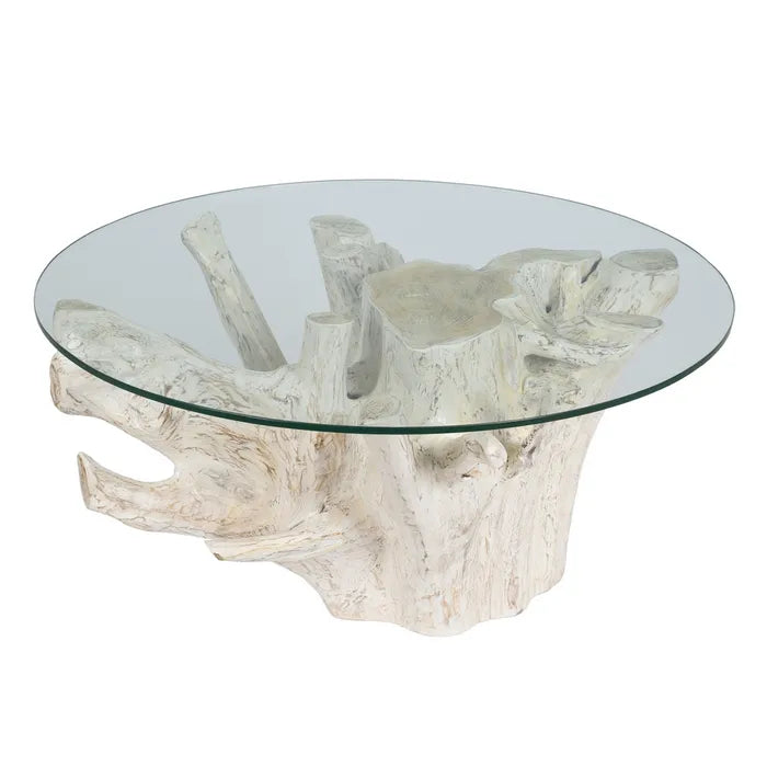 AUPS - Mesa de centro blanco patinado 90 x 90 x 45 cm