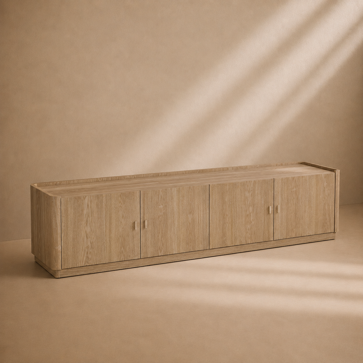 FRAGEN - Mueble TV 4 puertas de madera natural 180 cm