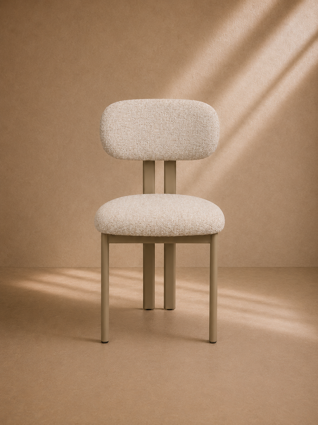 AMOSTA - Chaise de salle à manger design en tissu beige et métal taupe