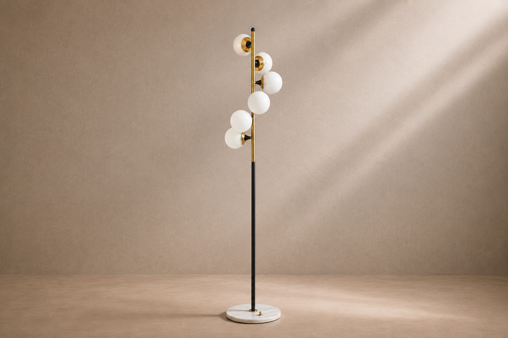 ALORA - Lampadaire Design en Marbre et Verre – Élégance Contemporaine