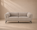 SEYA - Canapé 2 places en tissu bouclé beige avec pieds en métal noir