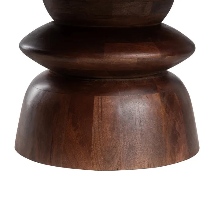 PORTEL - Mesa de centro de mármol/madera para salón 75 x 75 x 39 cm