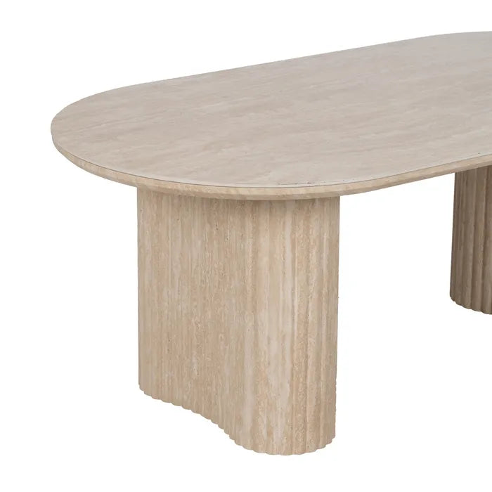 AROUCA - Mesa de centro beige estilo piedra en madera MDF 120 x 60 x 46 cm