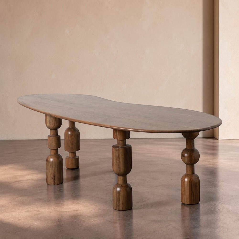 MURCA - Mesa de comedor marrón de madera de acacia 240 x 97 x 76 cm