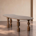 MURCA - Mesa de comedor marrón de madera de acacia 240 x 97 x 76 cm