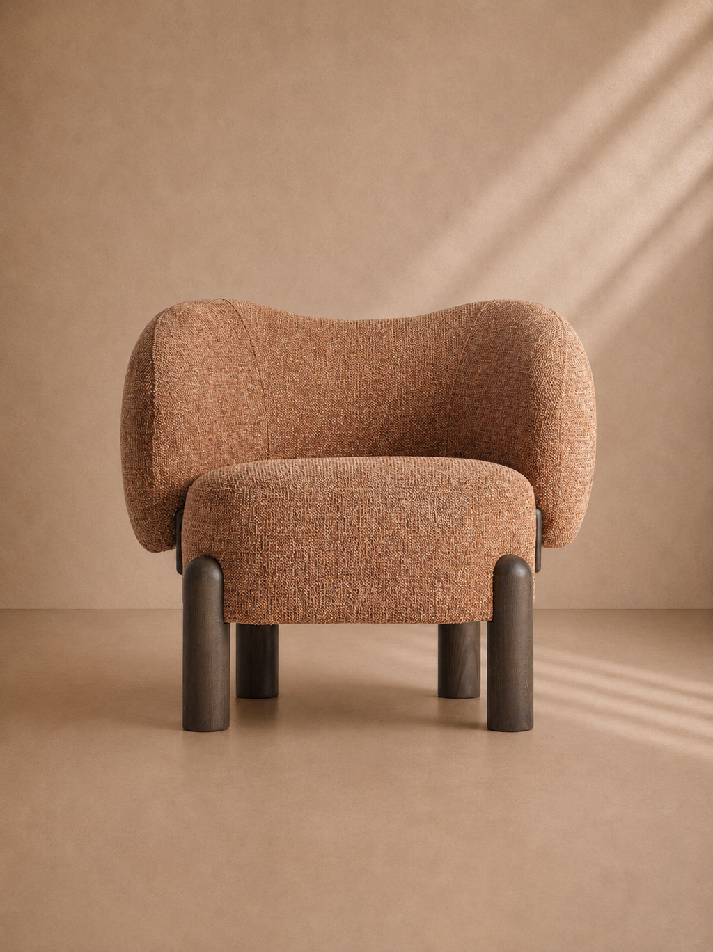 SIABAL - Fauteuil design terracotta en bois de frêne – pour salon, hôtel, réception