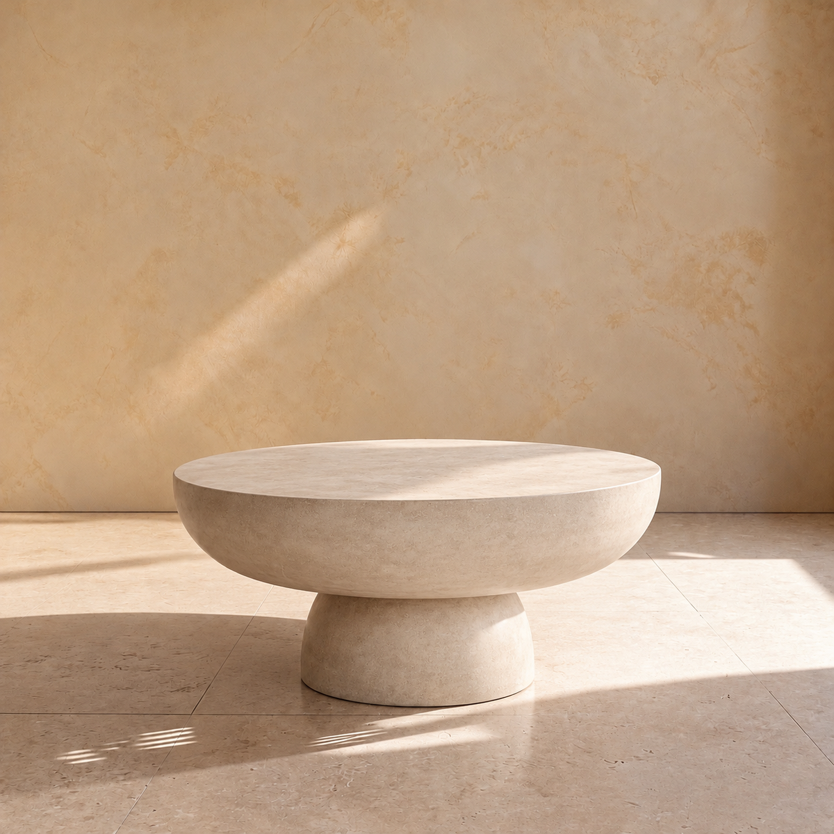 JARAY - Mesa de centro redonda de gres gris 92 cm
