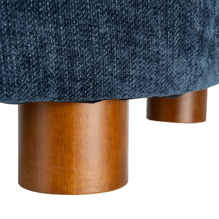 ULLASTRET - Sillón azul de tela y patas de madera de caucho