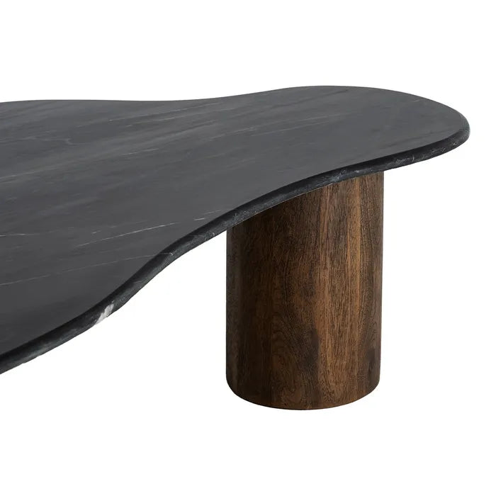 SERTA - Mesa de centro negro-marrón mármol/madera 135 x 80 x 37 cm