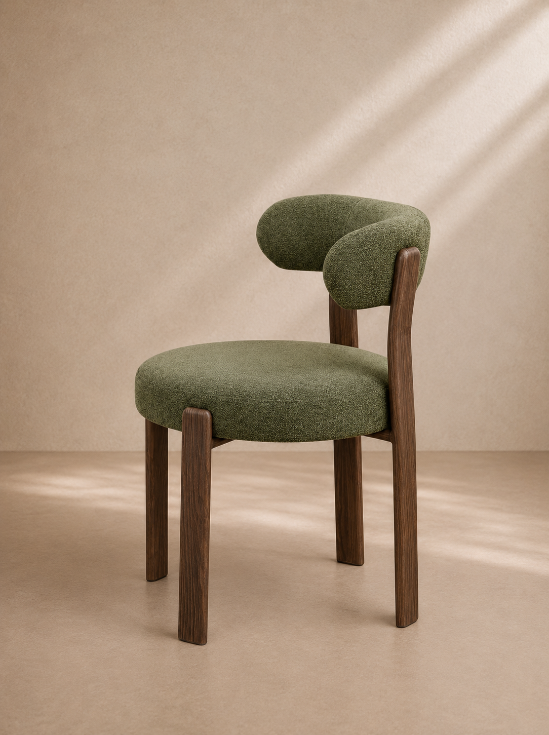 LIVO - Silla de diseño verde con tejido efecto madera