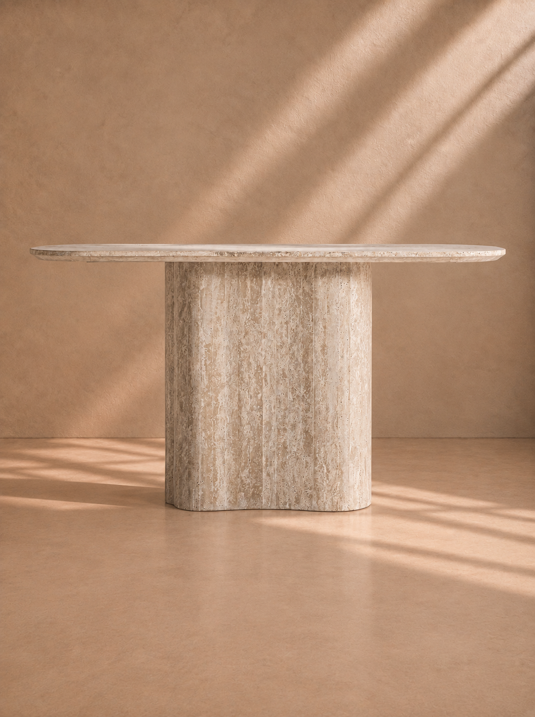 OSMA - Consola de travertino beige 160 cm – elegancia escultural
