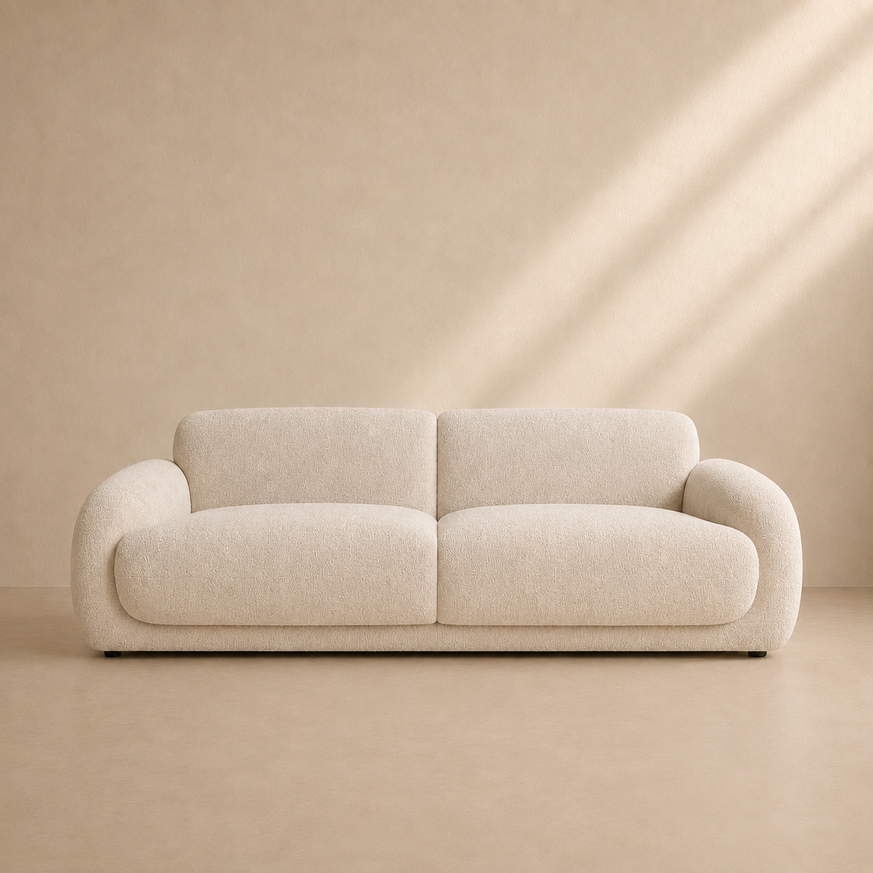 ROIZ - Sofá boucle de design 3 lugares 240 cm – Elegância minimalista e conforto envolvente