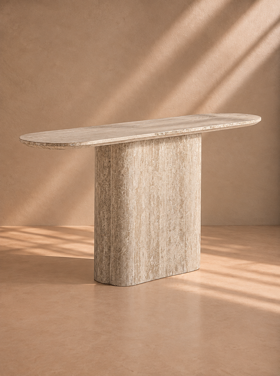 OSMA - Consola de travertino beige 160 cm – elegancia escultural