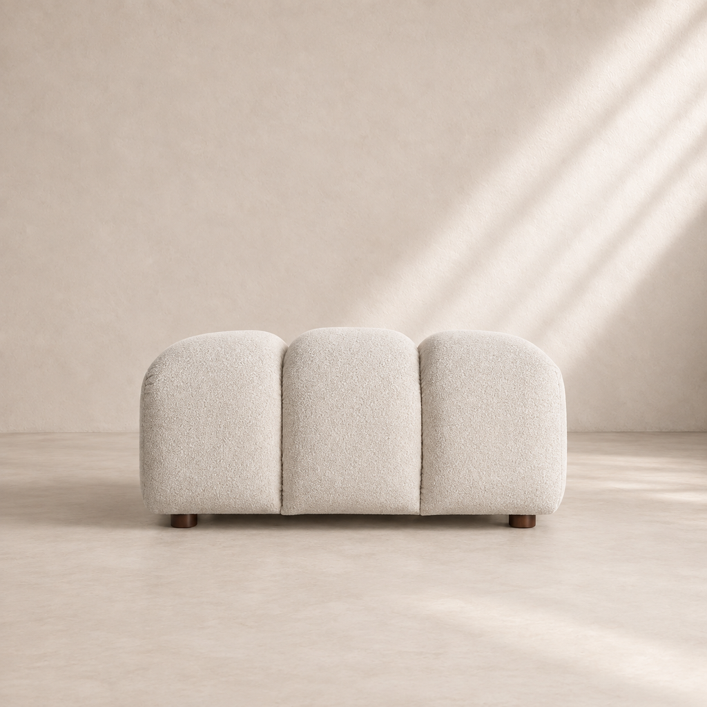 LAYOS - Pouf en polyester gris 95 × 70 × 45 cm – Structure en bois et mousse