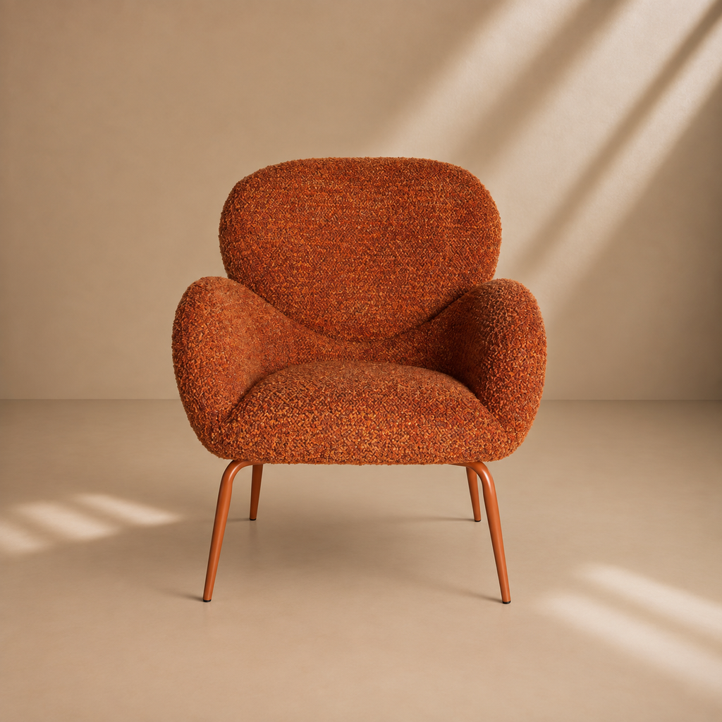 ALEAS - Fauteuil lounge en tissu orange – Design contemporain