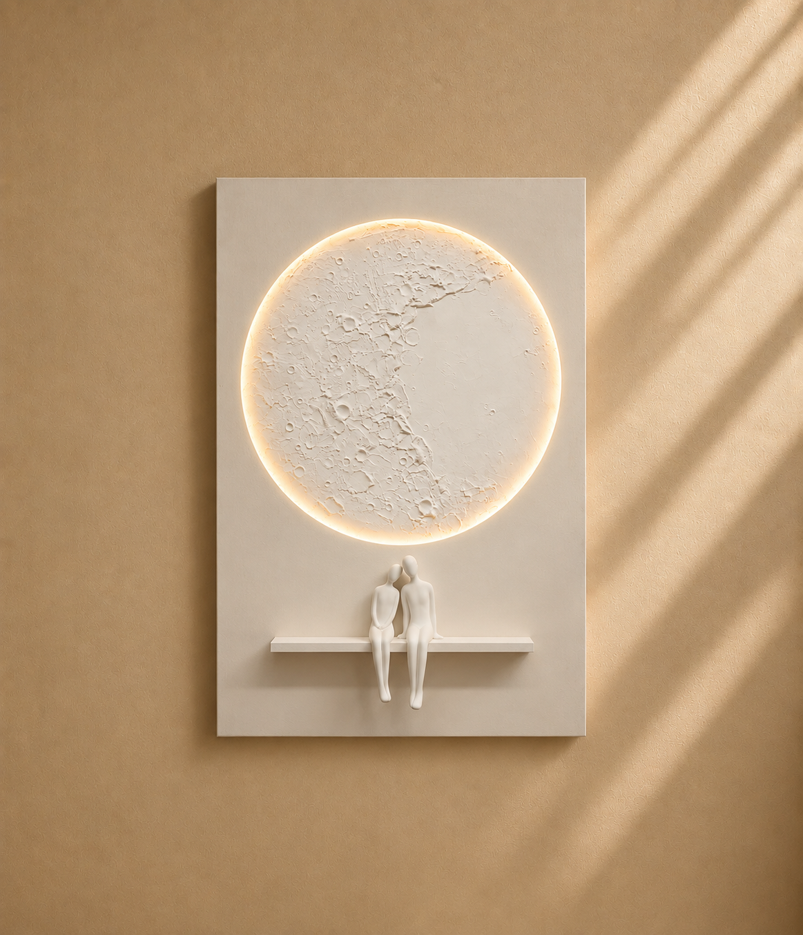 MORLA - Cuadro Bajo la Luna 100 % óleo LED en relieve 80x120 cm