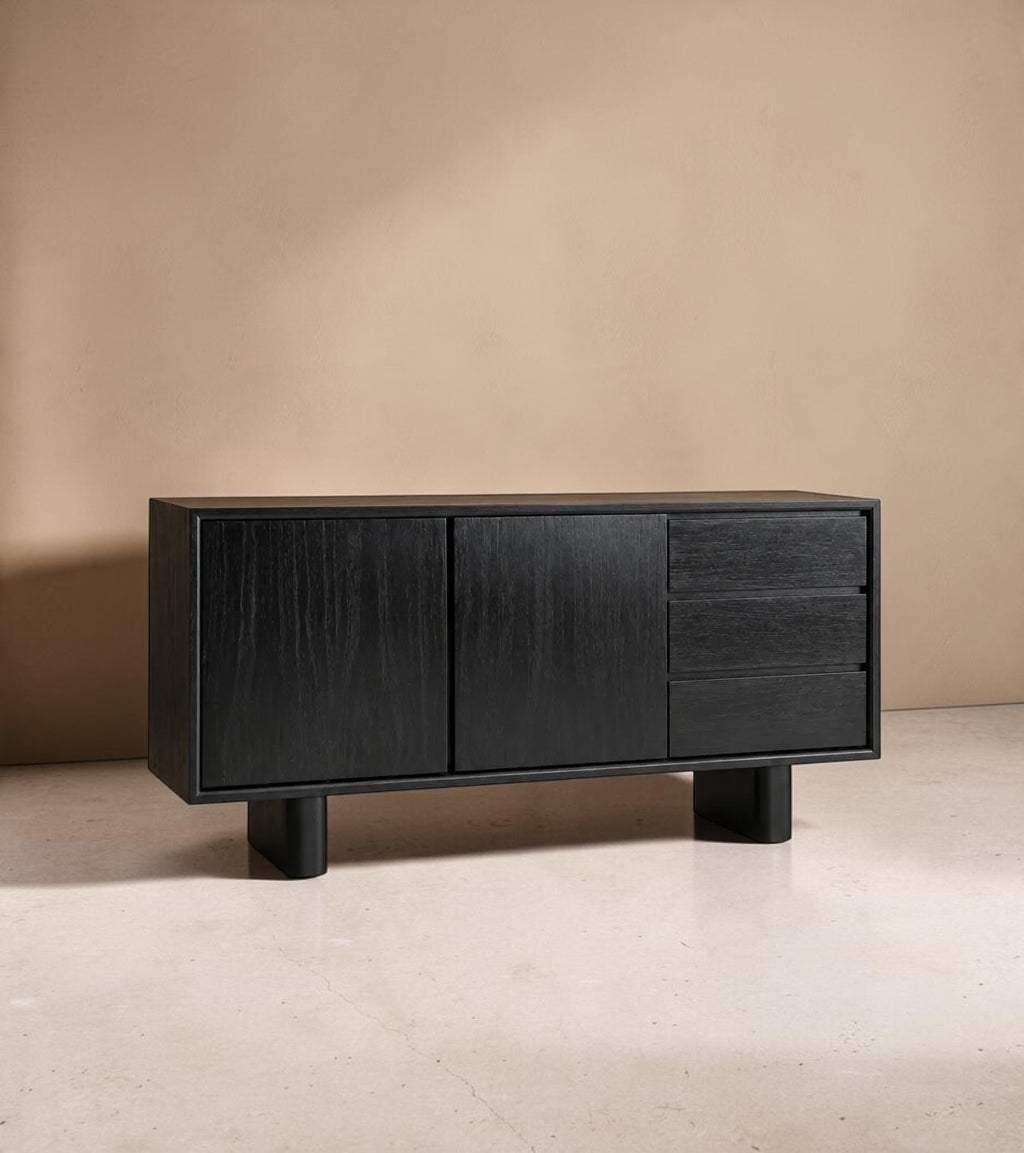 CASTRIL - Aparador 180 cm preto em madeira de mindi