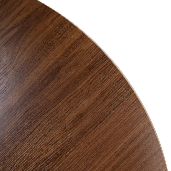 OSORNO - Mesa de comedor redonda 120 cm efecto madera, pata cruzada