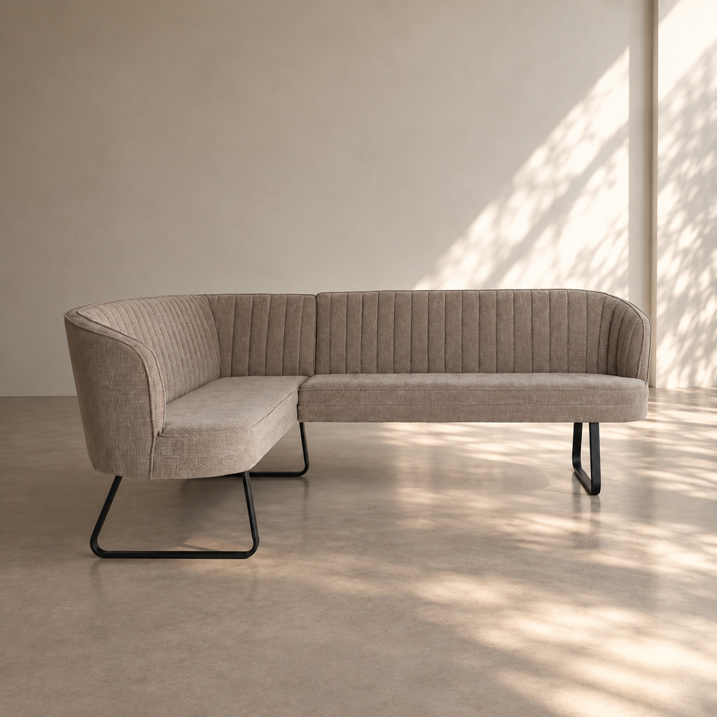 LAVERN - Canapé 4 places en polyester gris – Design contemporain