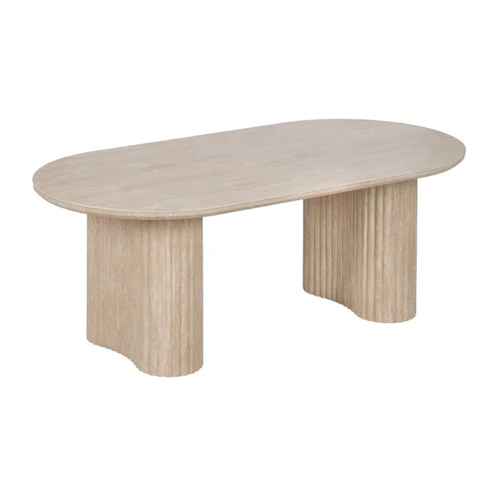 AROUCA - Mesa de centro beige estilo piedra en madera MDF 120 x 60 x 46 cm