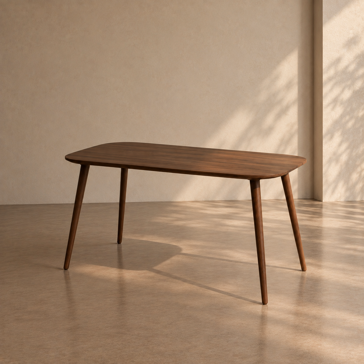 ARCAS - Mesa de comedor de madera de mango marrón oscuro 145 cm