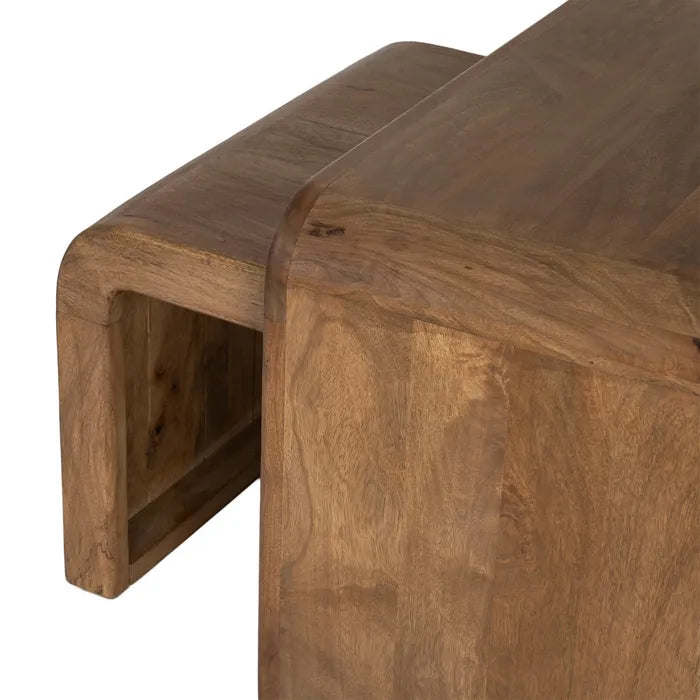 PEILLON - Juego de 2 mesas de centro pequeñas de madera de mango 120 x 55 x 40 cm