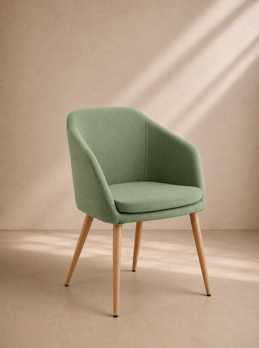 TUDELA - Fauteuil design en tissu effet lin vert clair – Élégance, confort et polyvalence