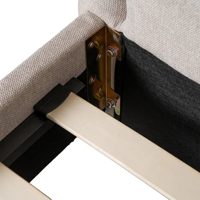 AYLLÓN - Cama tapizada beige para colchón de 150 cm