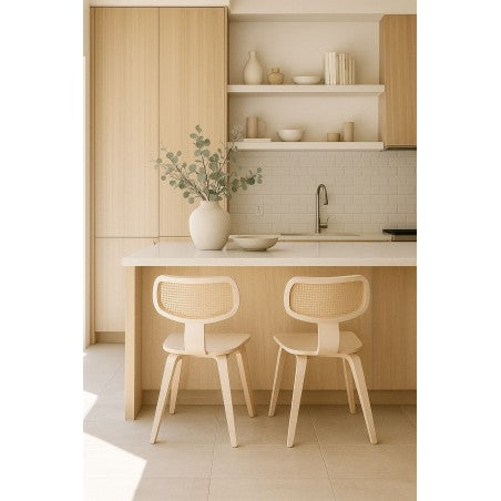 MILU - Chaise design en bois et cannage naturel – Élégance intemporelle & confort au quotidien