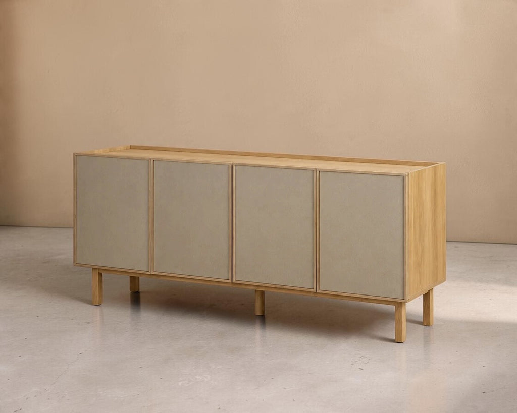 CHAVIN - Aparador escandinavo de madera y tela de 180 cm