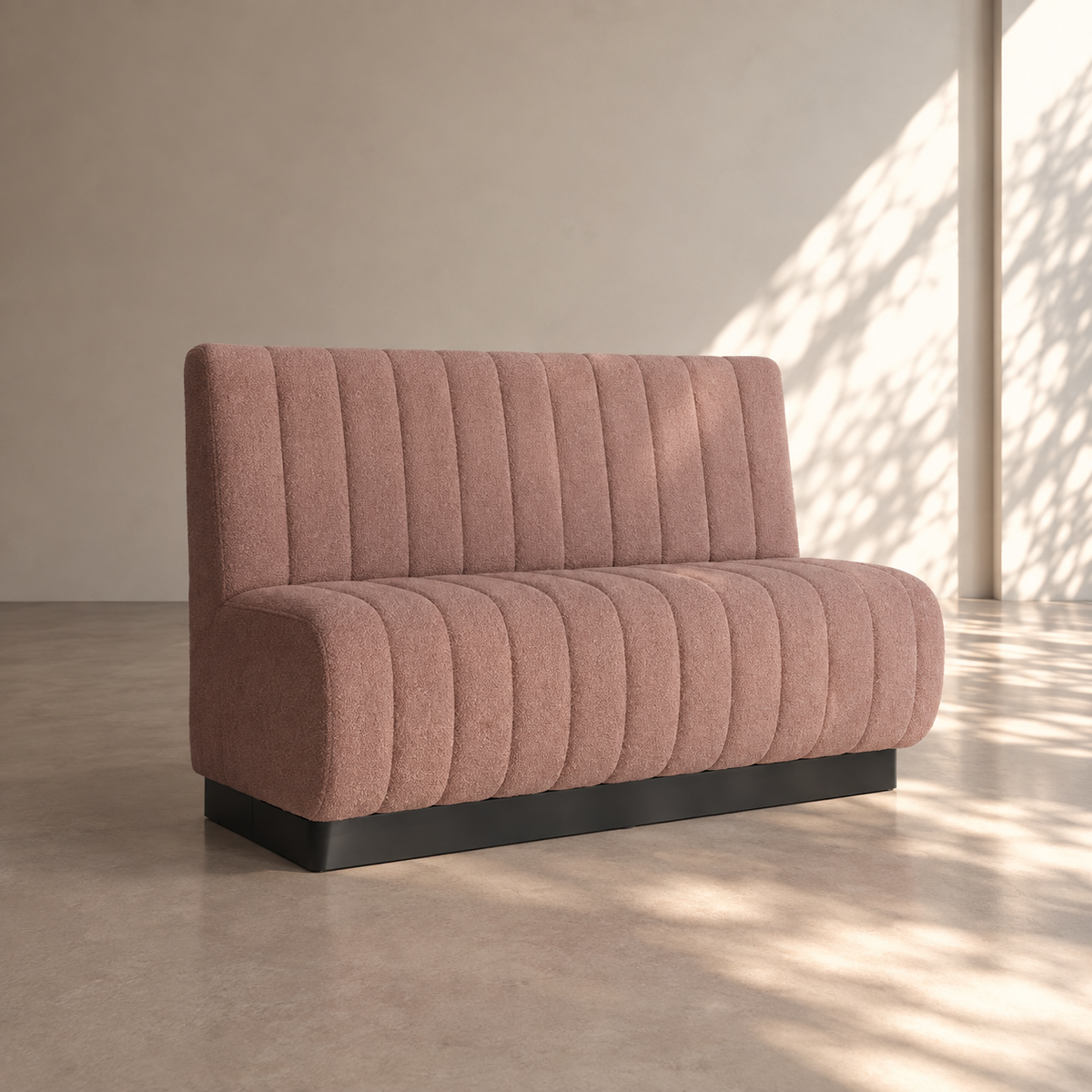 MAELLA - Banco de 2 plazas en tela rosa empolvado – Diseño contemporáneo