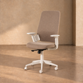 COLLIOURE - Silla de oficina con ruedas, tela color topo y metal, 67,5 × 62 × 114,5 cm