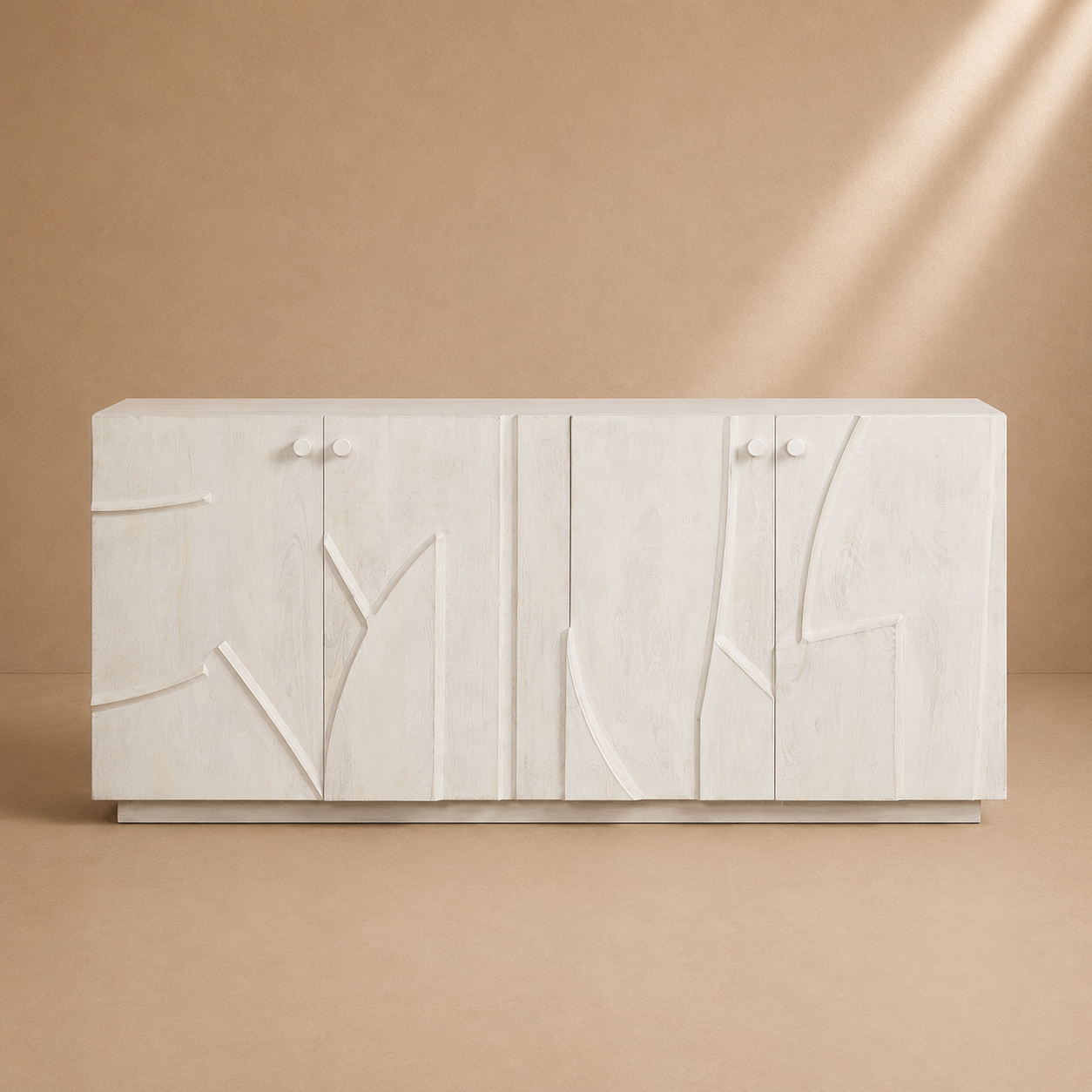 ORIA - Buffet 4 portes en bois de manguier sculpté 180 cm – Design contemporain